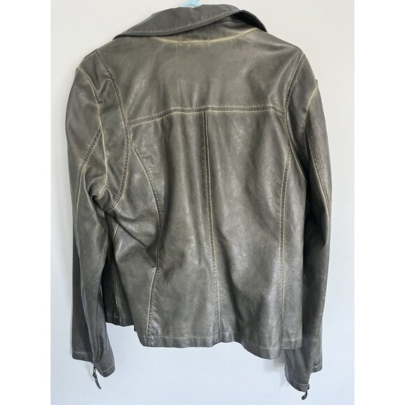 Max Studio Gray Faux Leather Moto Coat Zip Jacket Size XL - Picture 2 of 5